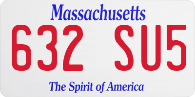 MA license plate 632SU5