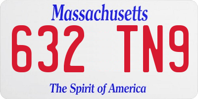 MA license plate 632TN9