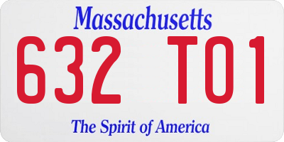 MA license plate 632TO1