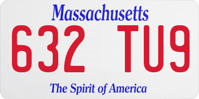 MA license plate 632TU9