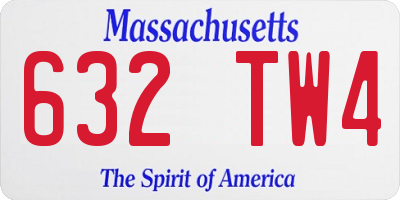 MA license plate 632TW4
