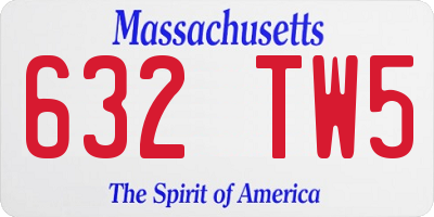 MA license plate 632TW5