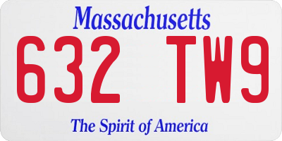MA license plate 632TW9