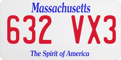 MA license plate 632VX3