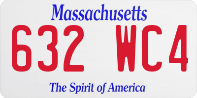 MA license plate 632WC4