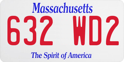 MA license plate 632WD2