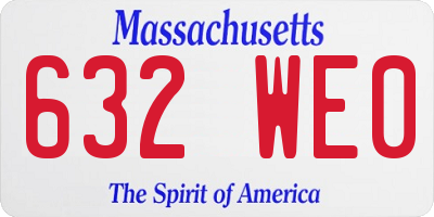 MA license plate 632WE0