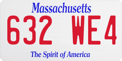 MA license plate 632WE4