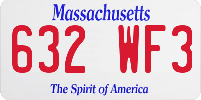 MA license plate 632WF3