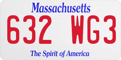MA license plate 632WG3