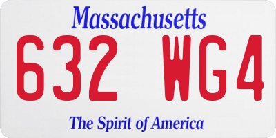 MA license plate 632WG4