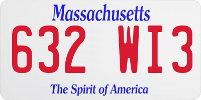 MA license plate 632WI3
