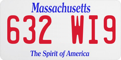 MA license plate 632WI9