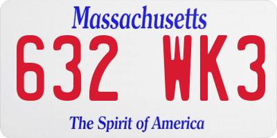 MA license plate 632WK3