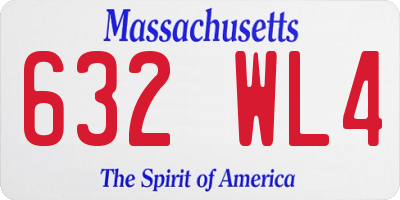 MA license plate 632WL4