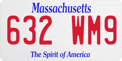 MA license plate 632WM9