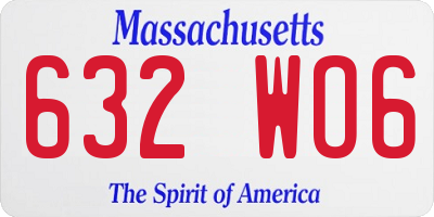 MA license plate 632WO6