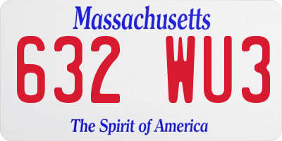MA license plate 632WU3