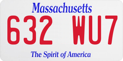 MA license plate 632WU7