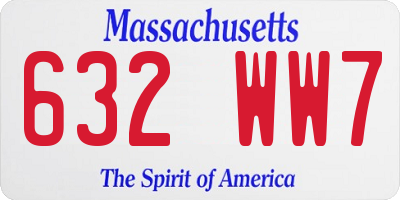 MA license plate 632WW7