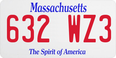 MA license plate 632WZ3