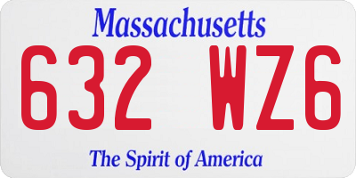 MA license plate 632WZ6