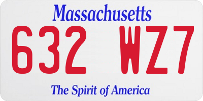 MA license plate 632WZ7