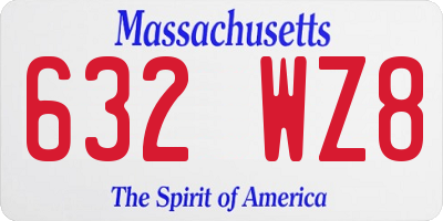 MA license plate 632WZ8