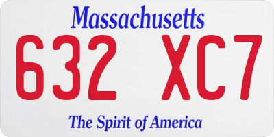 MA license plate 632XC7