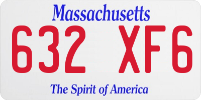 MA license plate 632XF6