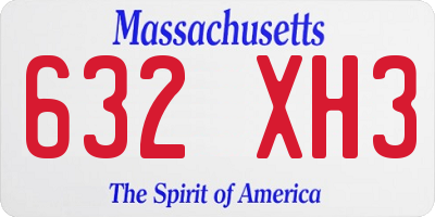 MA license plate 632XH3