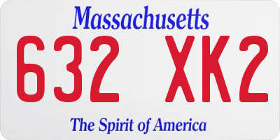 MA license plate 632XK2