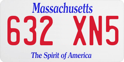 MA license plate 632XN5