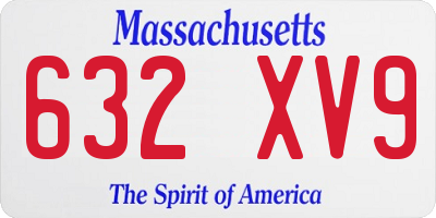 MA license plate 632XV9