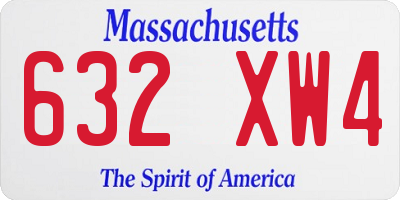 MA license plate 632XW4