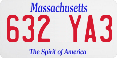 MA license plate 632YA3