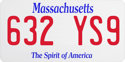 MA license plate 632YS9