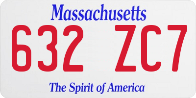 MA license plate 632ZC7