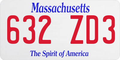 MA license plate 632ZD3