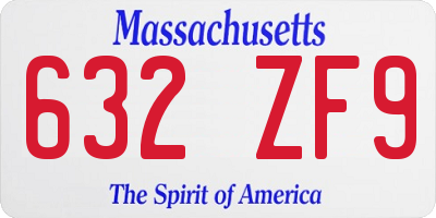 MA license plate 632ZF9