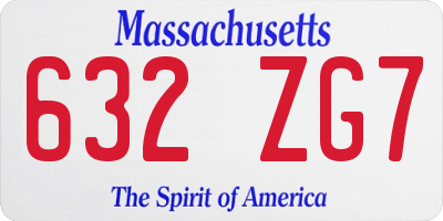 MA license plate 632ZG7