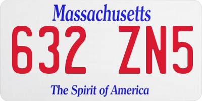 MA license plate 632ZN5