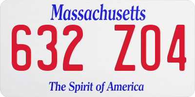 MA license plate 632ZO4