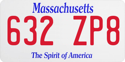 MA license plate 632ZP8
