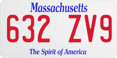 MA license plate 632ZV9