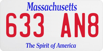 MA license plate 633AN8