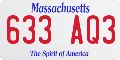 MA license plate 633AQ3