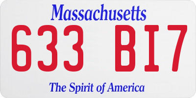 MA license plate 633BI7