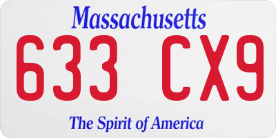 MA license plate 633CX9