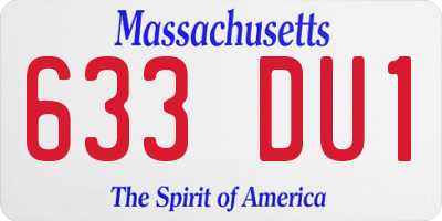 MA license plate 633DU1